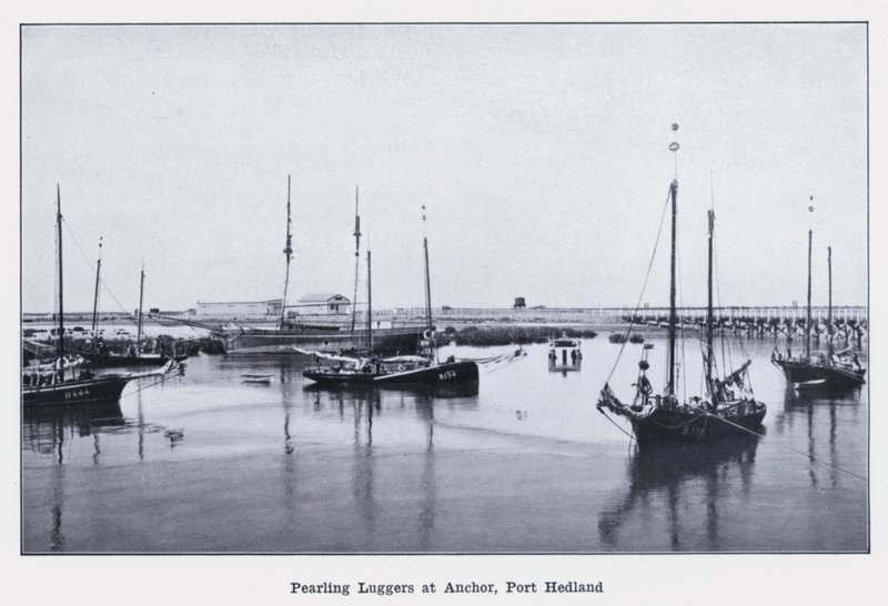 Pearling Luggers at Anchor, Port Hedland (foto a p/b) de Photographer Australian