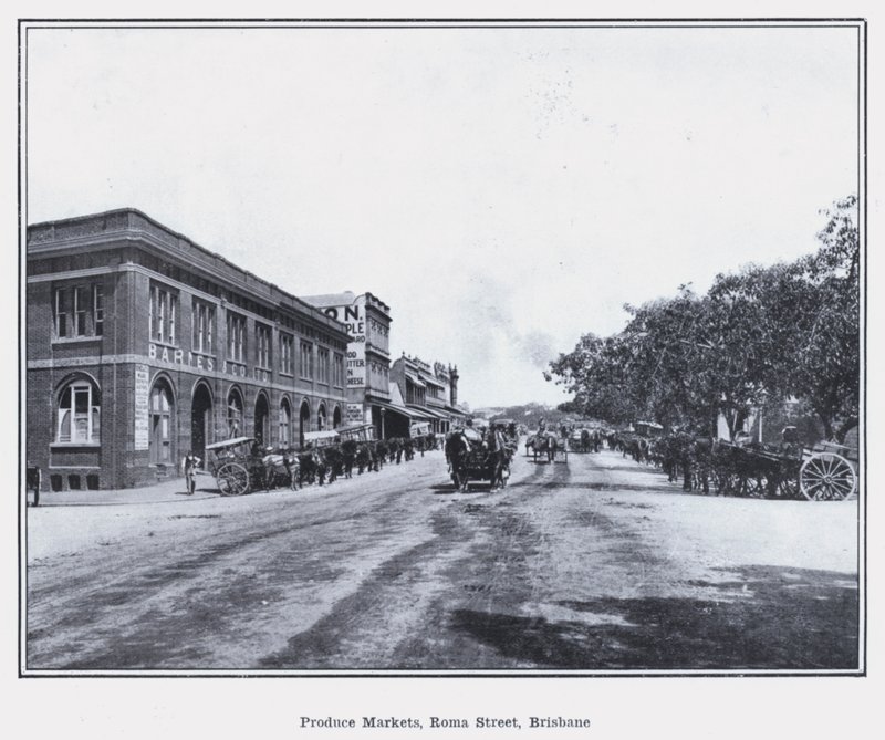 Produce Markets, Roma Street, Brisbane (foto a p/b) de Photographer Australian