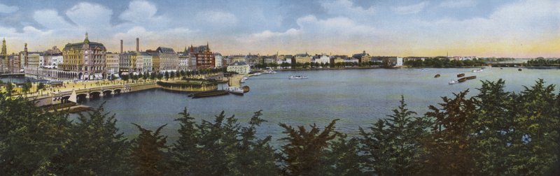 Hamburgo: Panorama do velho e do novo Jungfernstieg (foto) de Photographer German