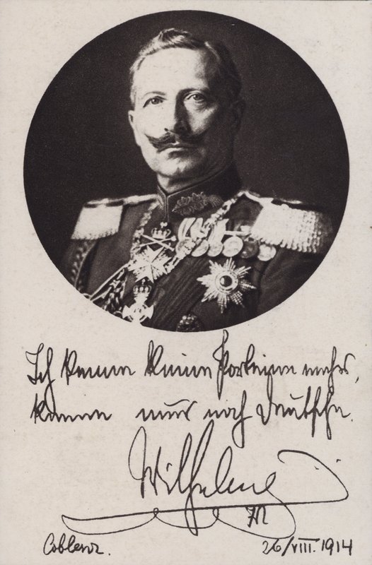 Kaiser Wilhelm II da Alemanha, cartão postal de propaganda da Primeira Guerra Mundial (foto a p/b) de Photographer German