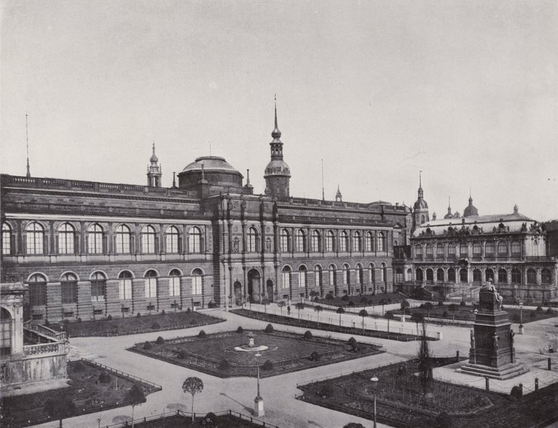 Royal Picture Gallery, vista do Zwinger (foto a p/b) de Photographer German