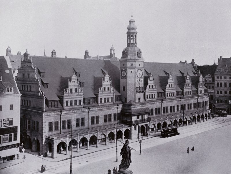Leipzig: Câmara Municipal antiga (foto a p/b) de Photographer German