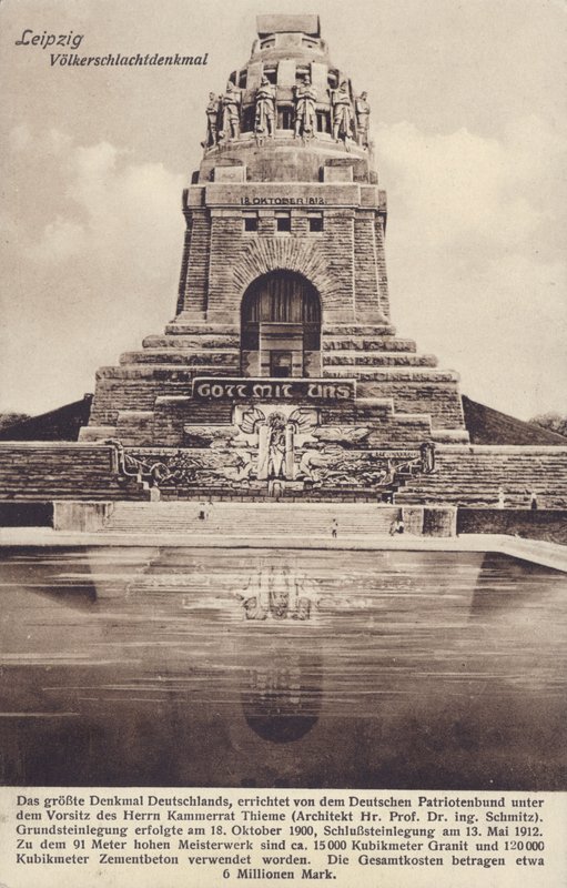 Monumento à Batalha das Nações (1813), Leipzig, Alemanha (foto a p/b) de Photographer German
