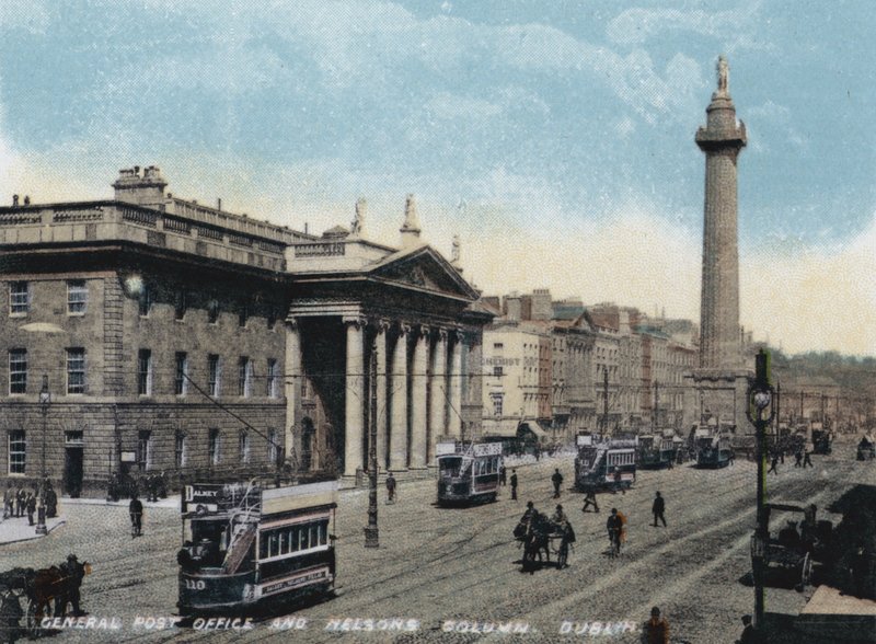 Coluna General Post Office e Nelsons, Dublin (foto a cores) de Photographer Irish