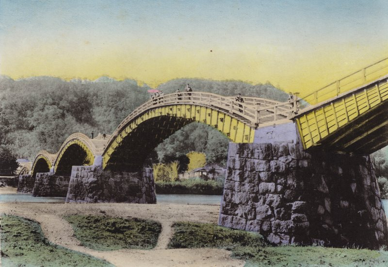 Japão, c.1912: Kintaikyo, Lit "Ponte de Damask Girdle", anotada no Japão, província de Suwo (foto) de Photographer Japanese