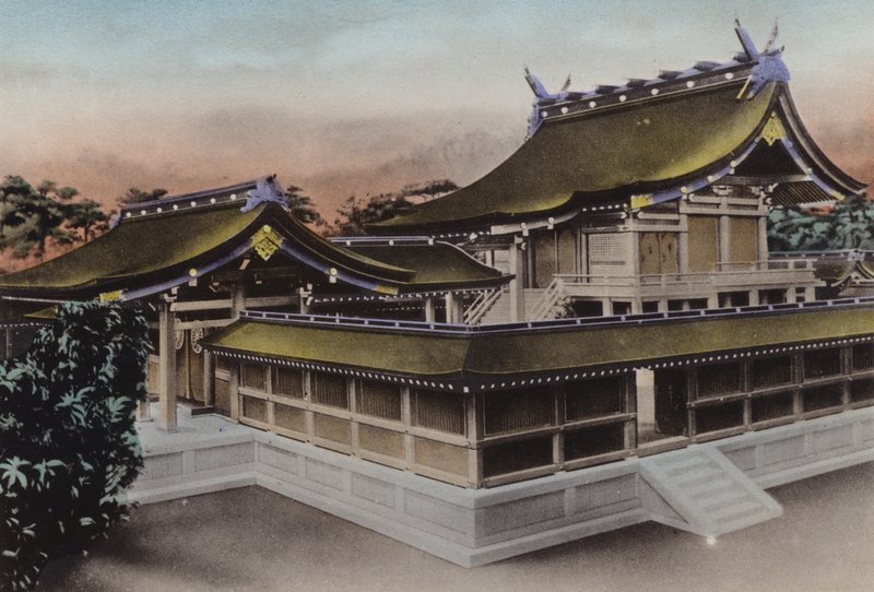 Japão, c.1912: Edifício Principal do Meiji Jingu, Santuário, Tóquio (foto) de Photographer Japanese