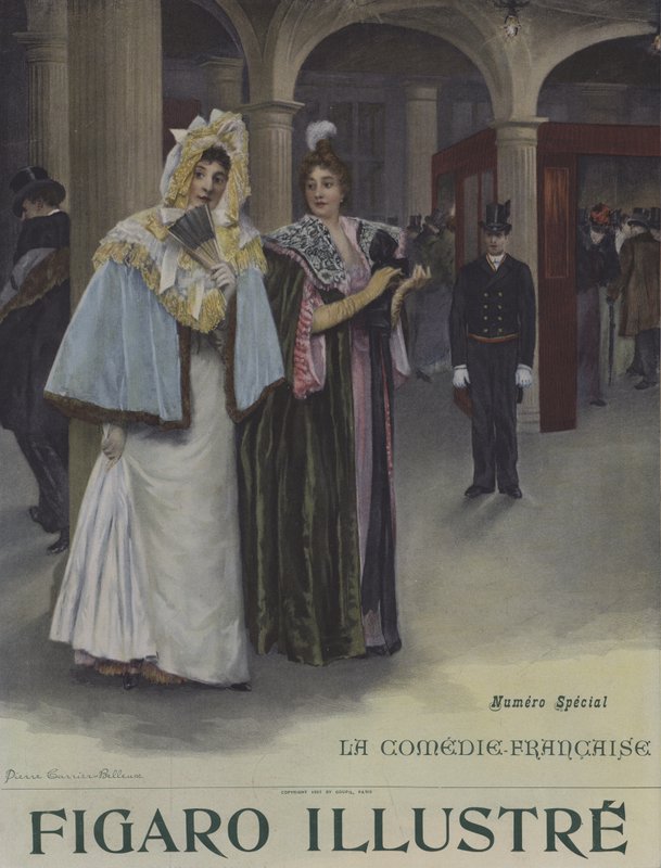 Um dia de assinatura na Comédie-Francaise (dia de assinatura na Comédie-Francaise). Capa do Ilustre Figaro, junho de 1897 de Pierre Carrier Belleuse