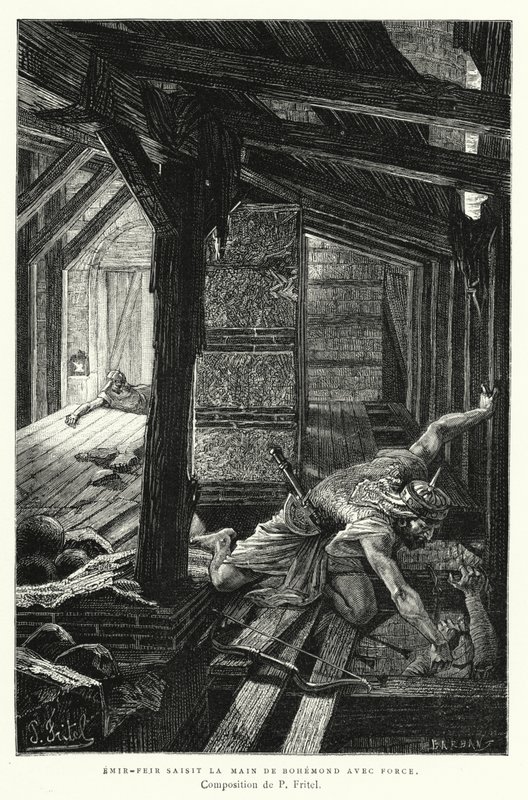 Emir-Feir Saisit La Main De Bohemond Avec Force (gravura) de Pierre Fritel