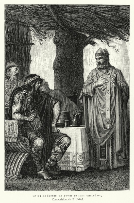 Santo: Gregoire De Tours Devant Chilperic (gravura) de Pierre Fritel