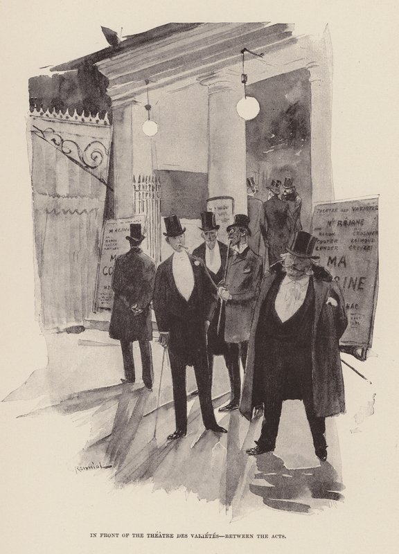 Em frente ao Teatro dos Varietes, entre os actos (gravura) de Pierre Georges Jeanniot