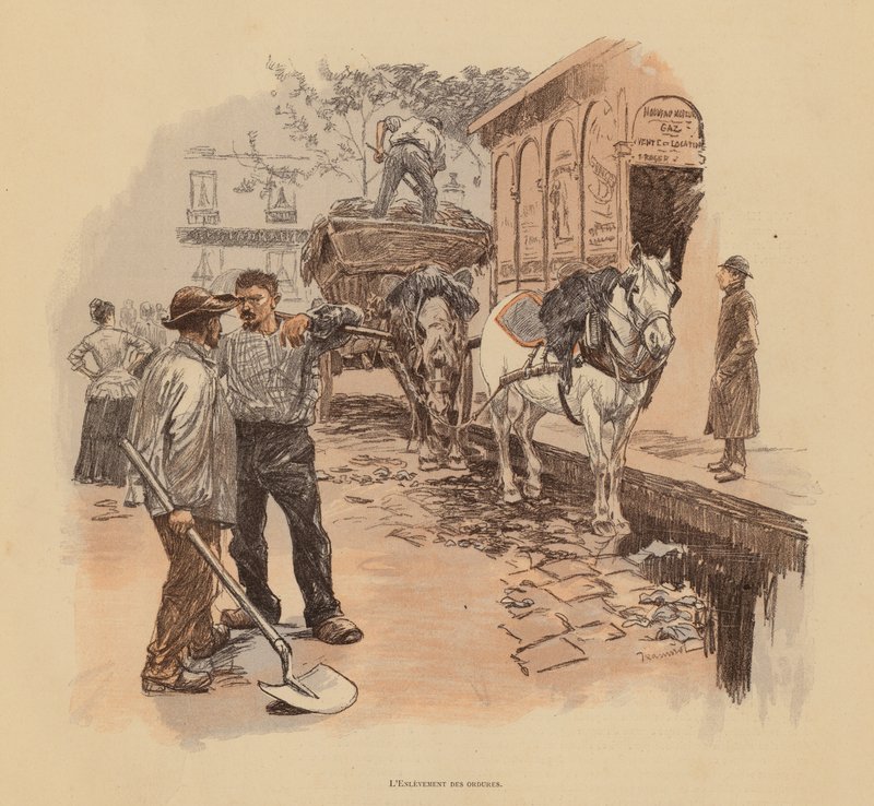 Limpadores de rua parisienses (litografia a cores) de Pierre Georges Jeanniot
