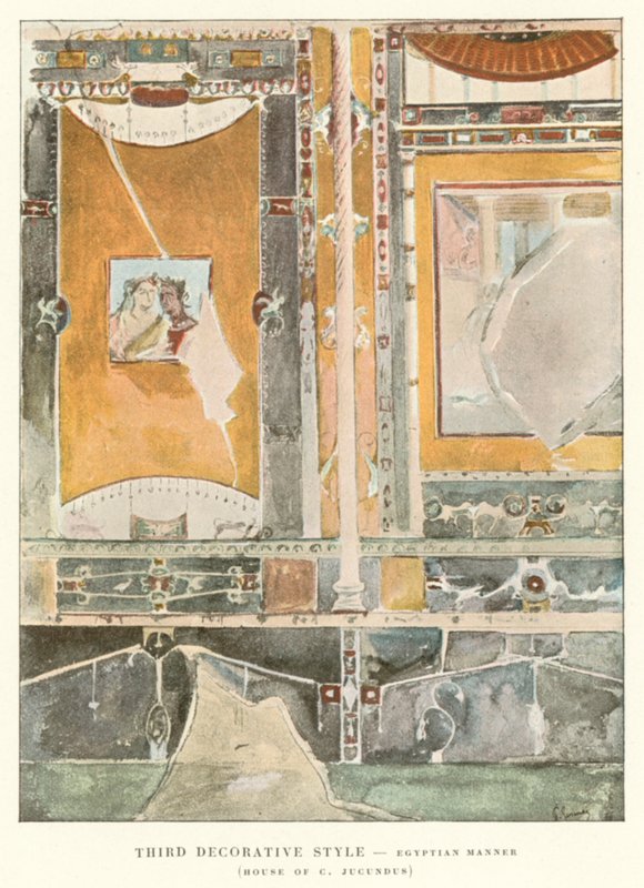 Terceiro Estilo Decorativo, Maneira Egípcia, Casa de C Jugundus (cor litho) de Pierre Gusman