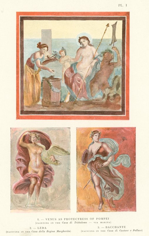 Vénus como Protectora de Pompeia, Leda, Bacchante (cor litho) de Pierre Gusman