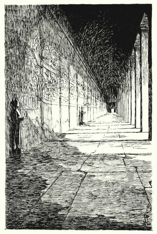 Galeria do primeiro andar, Angkor Vat (gravura) de Pierre Jeannerat de Beerski