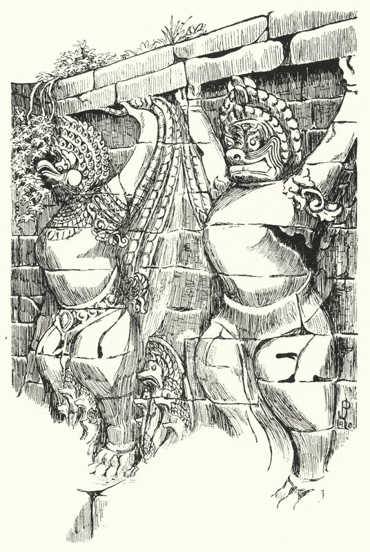 Garudas, Terraço dos Elefantes (gravura) de Pierre Jeannerat de Beerski