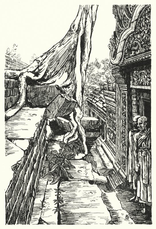 No segundo andar, Baphuon (gravura) de Pierre Jeannerat de Beerski