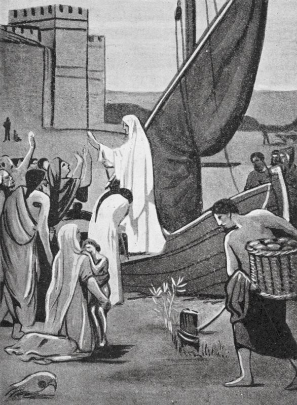 Santa Genoveva leva os mantimentos a Paris (litografia) de Pierre Puvis de Chavannes