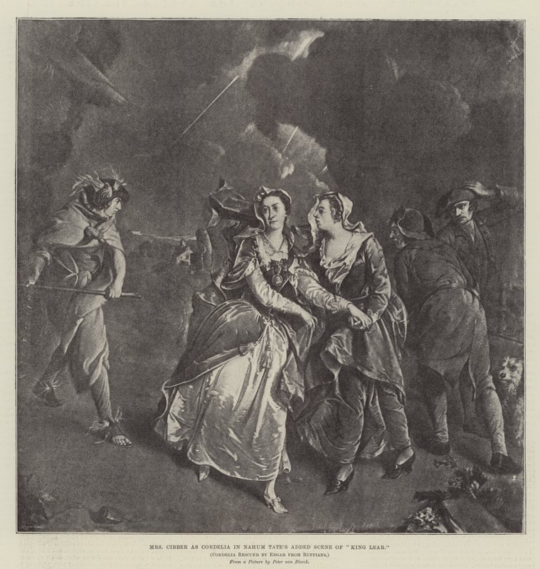 Sra. Cibber como Cordelia na Cena Adicionada por Nahum Tate do Rei Lear de Pieter van Bleeck