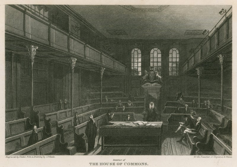 Interior da Câmara dos Comuns, Westminster, Londres de Pieter Jansz. Quast