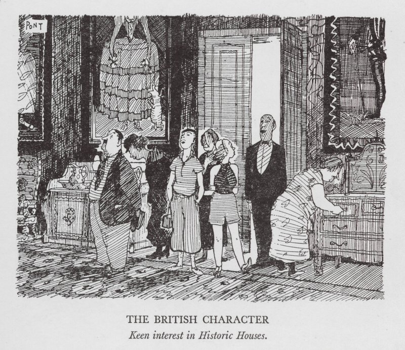 O carácter britânico, grande interesse pelas casas históricas (litografia) de Pont (1908 40)
