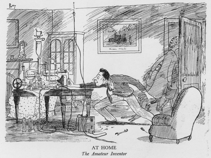 Em casa, O Inventor Amador (litho) de Pont