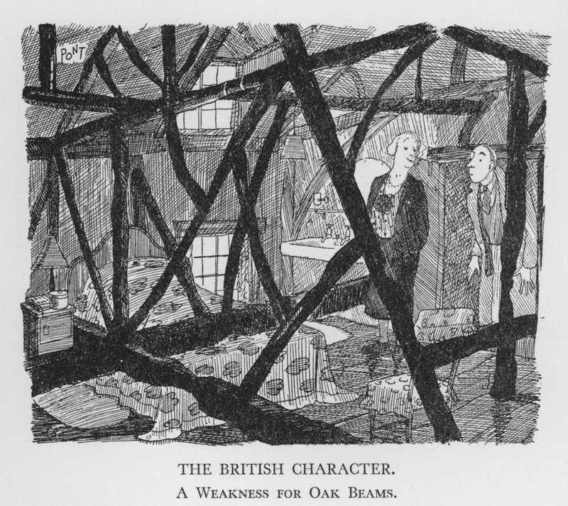 O Personagem Britânico, Uma Fraqueza para Vigas de Carvalho (litho) de Pont