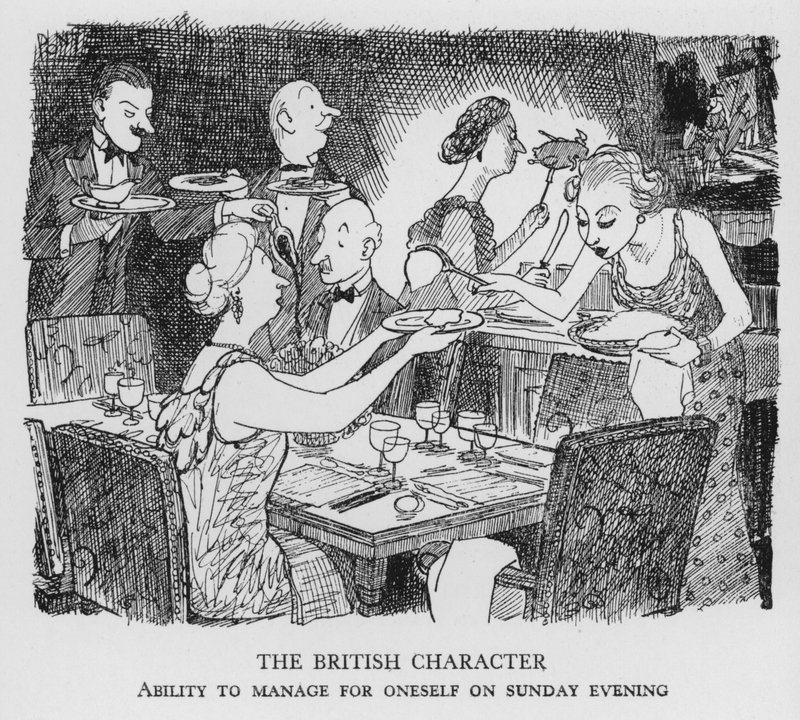 O Personagem Britânico, Capacidade de se desenrascar sozinho no domingo à noite (litho) de Pont