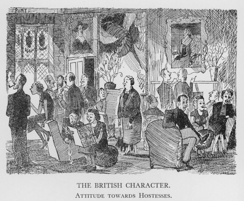 A Personagem Britânica, Atitude para com as Hospedeiras (litho) de Pont