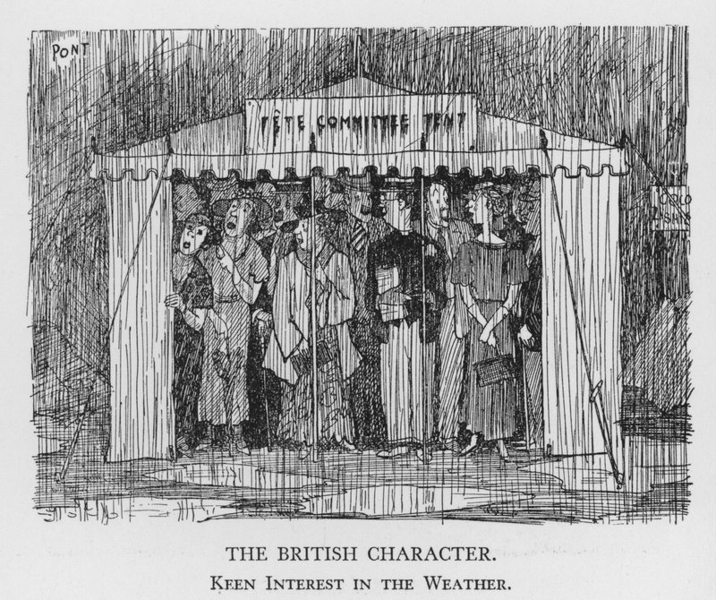A personagem britânica, Keen Interest in the Weather (litho) de Pont