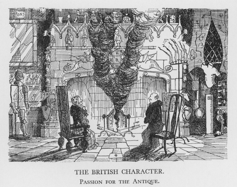 O Personagem Britânico, Paixão pela Antiguidade (litho) de Pont
