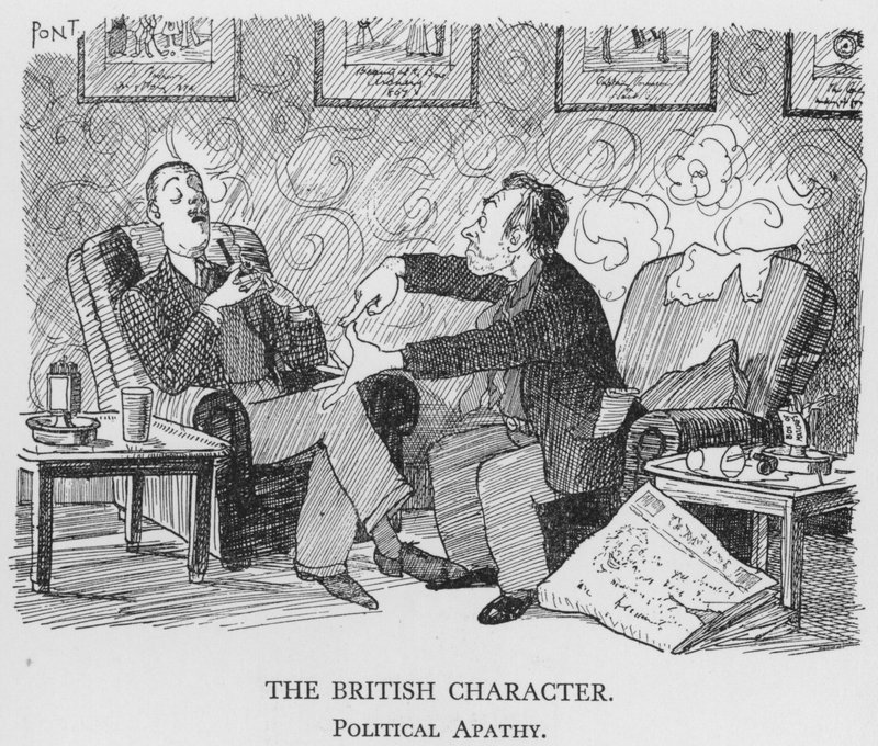 O carácter britânico, a apatia política (litho) de Pont