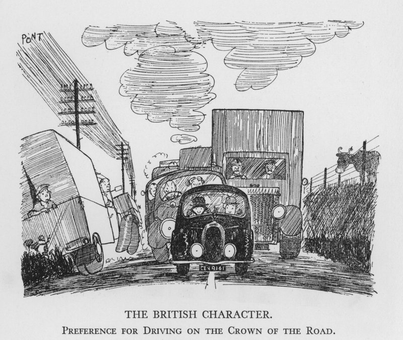 O Personagem Britânico, Preferência de Condução na Coroa da Estrada (litho) de Pont