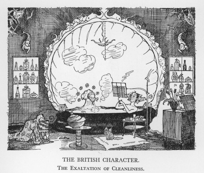 O Caráter Britânico, A Exaltação da Limpeza (litho) de Pont