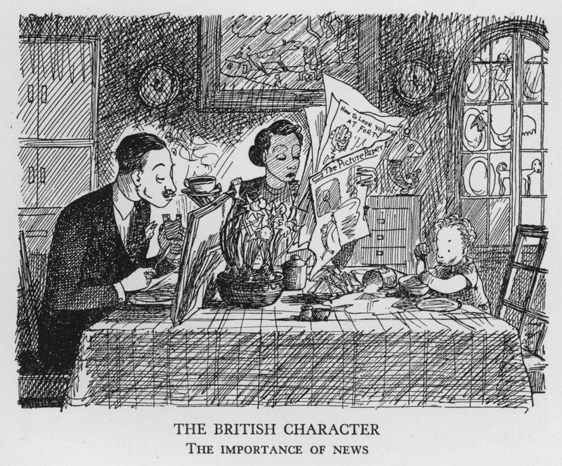 O personagem britânico, A importância das notícias (litho) de Pont