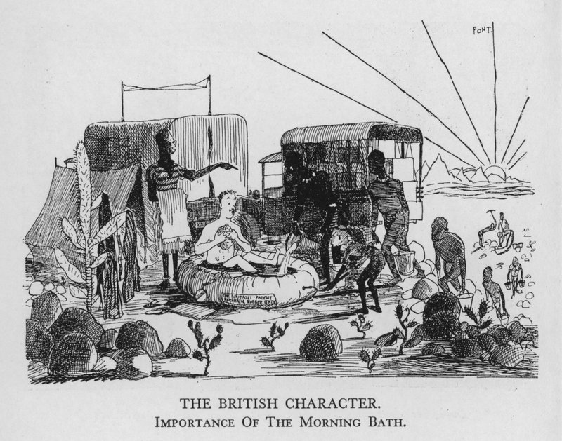 O carácter britânico; Importância do banho matinal (litho) de Pont