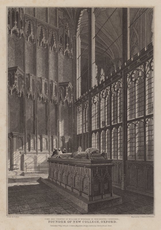 Tumba e cantaria de William of Wykeham, fundador do New College, Oxford, na Catedral de Winchester (gravura) de R. (after) Essex