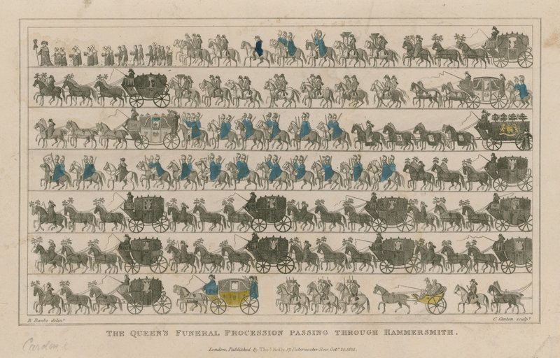 A procissão de funeral de Queens passando por Hammersmith de R. Banks