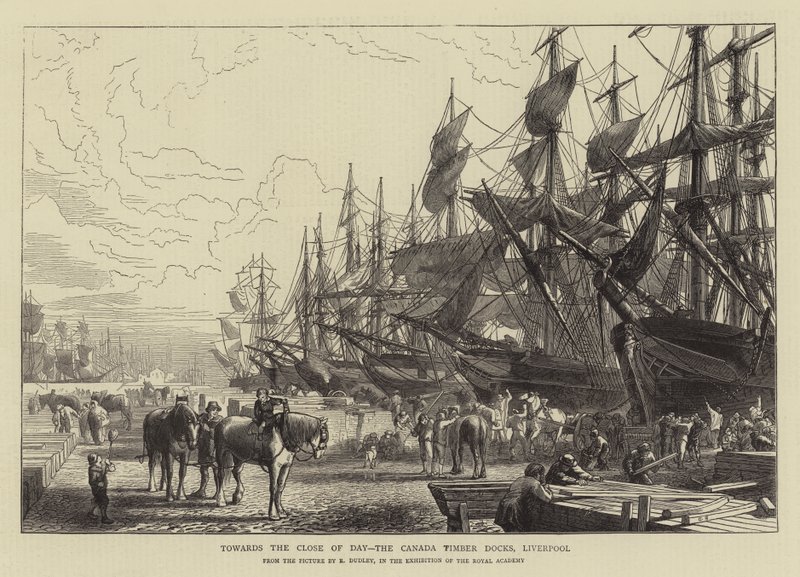 Rumo ao fim do dia, o Canadá Timber Docks, Liverpool de R. Dudley