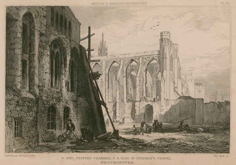Extremo Oriente da Câmara Pintada e do lado sul da Capela de Santo Estêvão, Westminster de R. W. Billings
