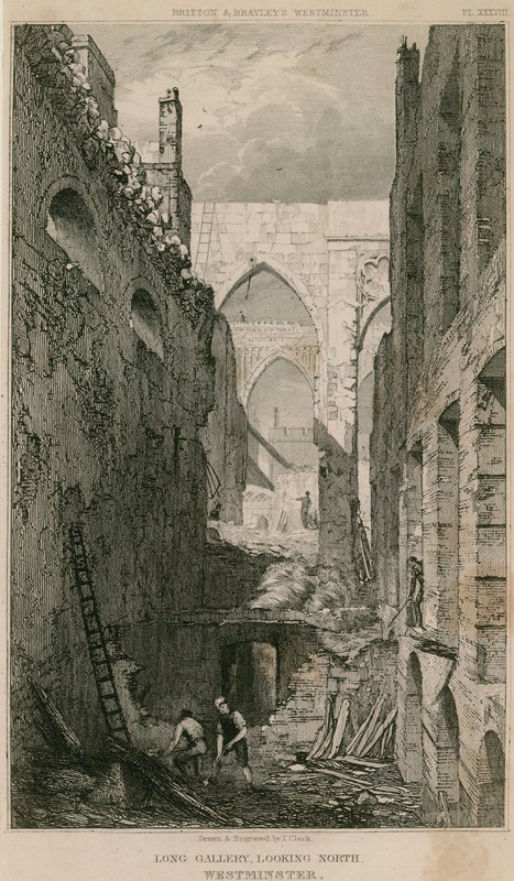 Galeria longa, capela de St Stephen, Westminster, Londres, olhando para o norte de R. W. Billings