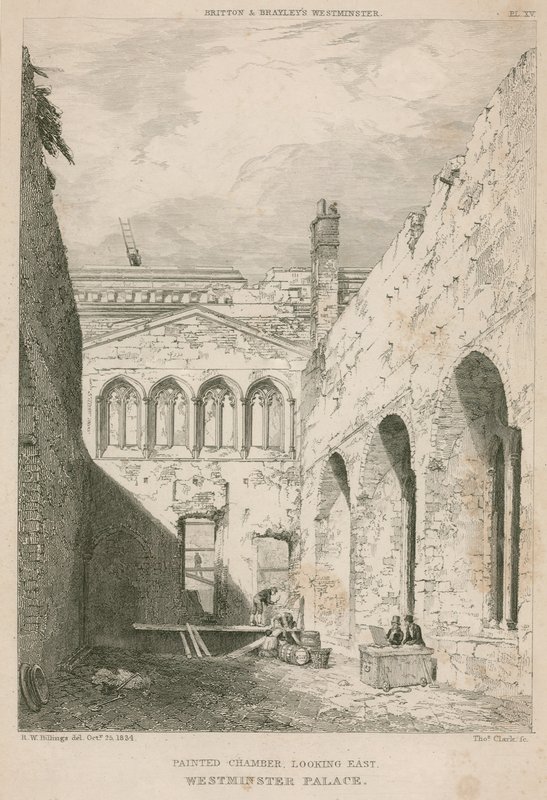 Câmara pintada, Westminster Palace, Londres, olhando para o leste de R. W. Billings