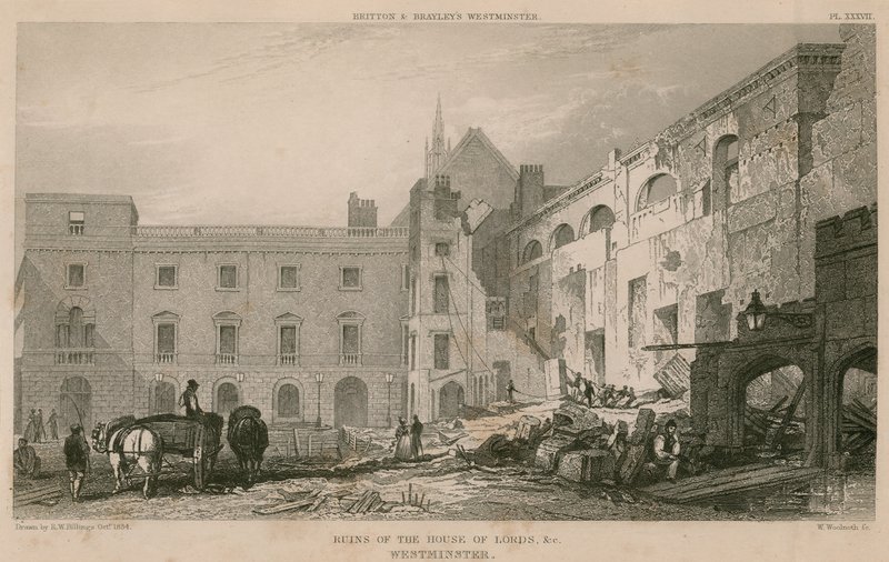 Ruínas da Casa dos Lordes, Westminster de R. W. Billings