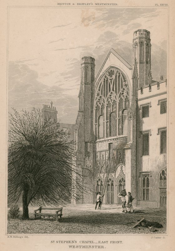 Capela st stephen, westminster, londres, leste, frente de R. W. Billings