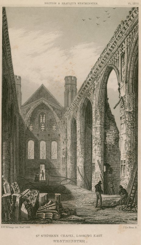 Capela de St Stephen, Westminster, Londres, olhando para o leste de R. W. Billings