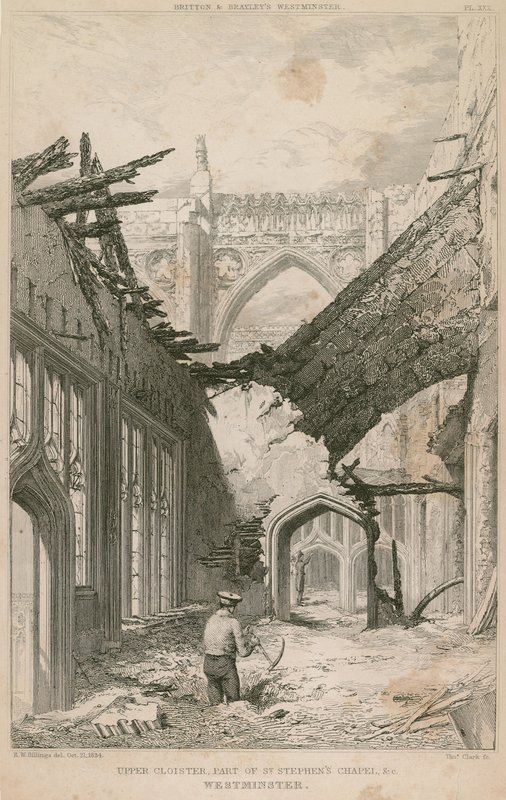 Claustro superior, parte da capela de St Stephen, Westminster, Londres de R. W. Billings