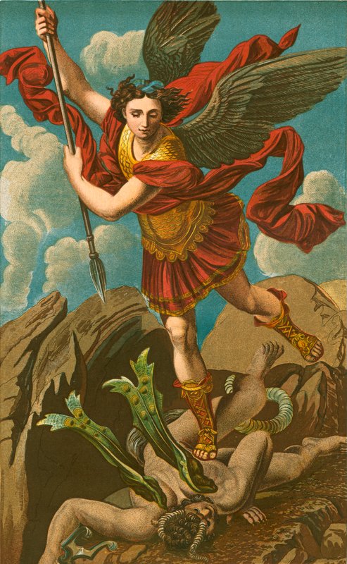 São Miguel vencendo Satanás de Raffaello Sanzio Raphael