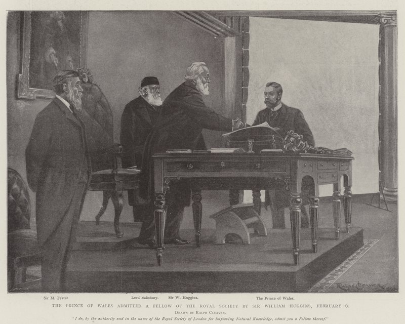O Príncipe de Gales admitiu um membro da Royal Society por Sir William Huggins, 6 de fevereiro de Ralph Cleaver