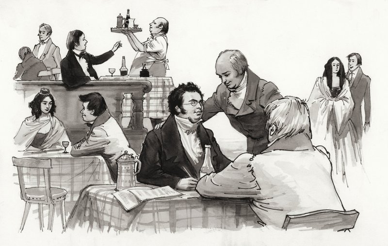 Schubert e amigos (guache sobre papel) de Ralph Bruce