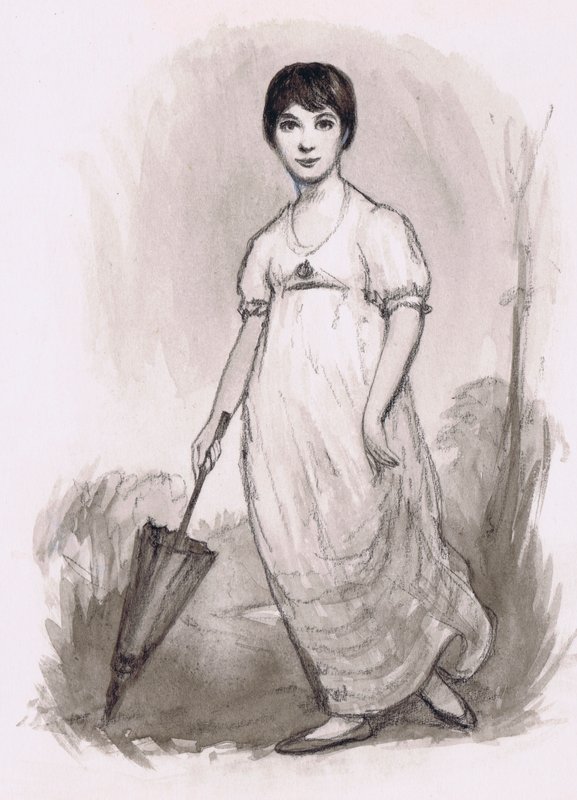 A jovem Jane Austen (lápis e aguarela) de Ralph Bruce