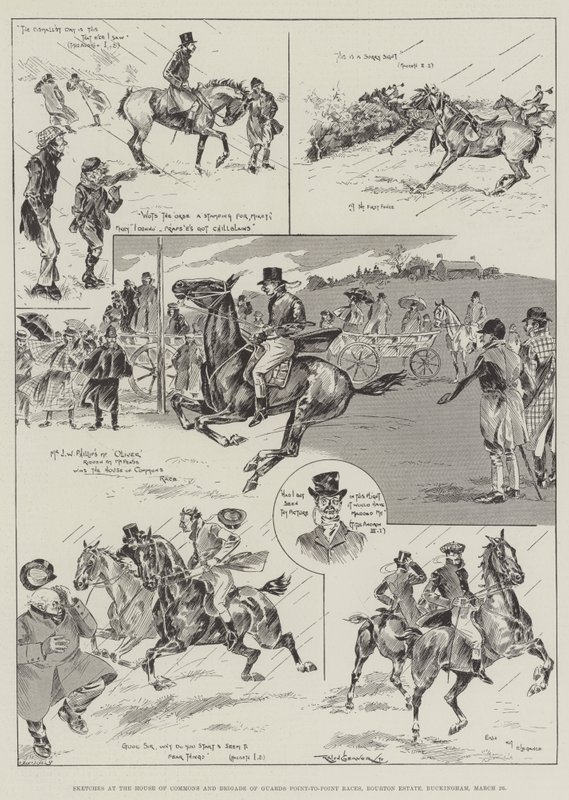 Esboços na Câmara dos Comuns e Brigada de Guardas Raças Ponto-a-Ponto, Bourton Estate, Buckingham, 26 de março de Ralph Cleaver